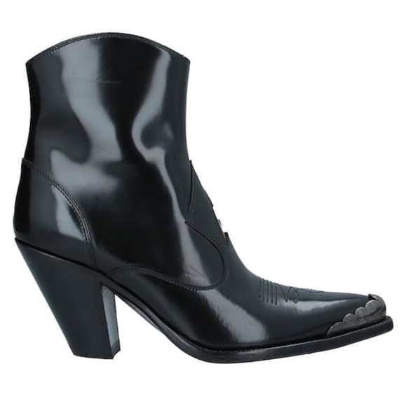 Golden Goose Black Leather Pointed Toe Golden Star Cowboy Boots Size 37 - Picture 2 of 7